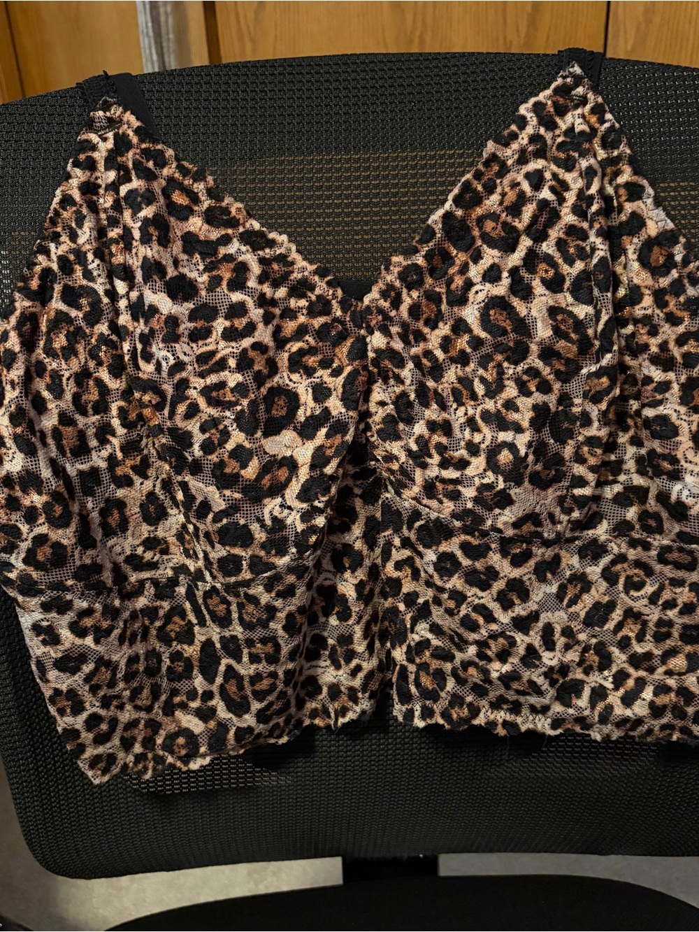 Leopard Print Lace Bralette - Black and Brown
